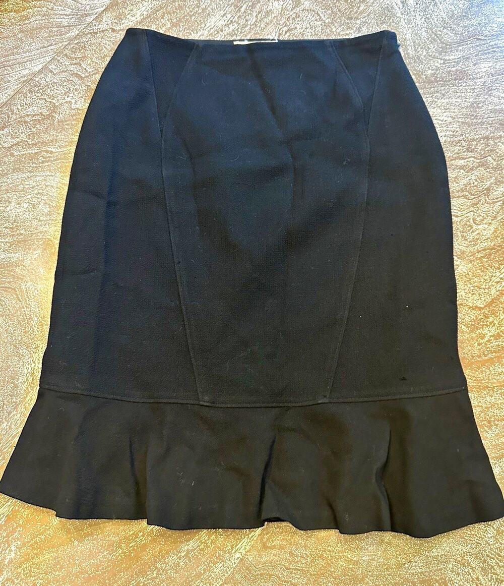 LUCA LUCA Black Solid A-Line Knee Length Skirt Women's Regular Size 40
